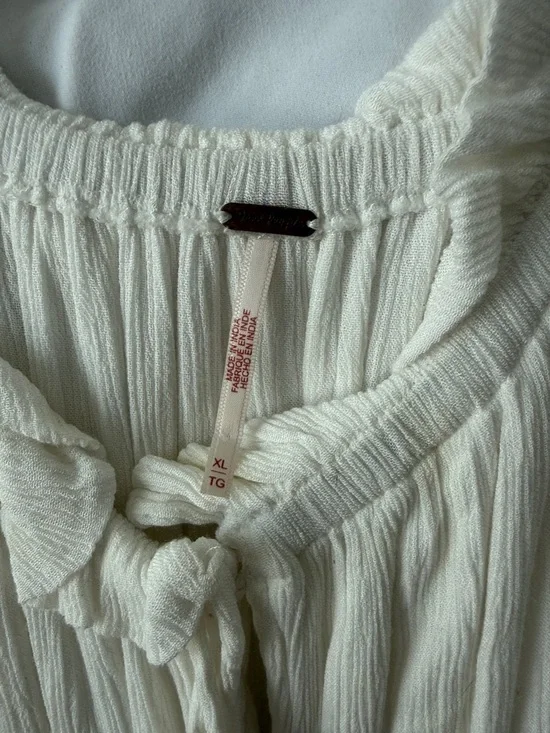 Free People White Flowy Tie-Neck Midi Dress - Picture 2 of 6